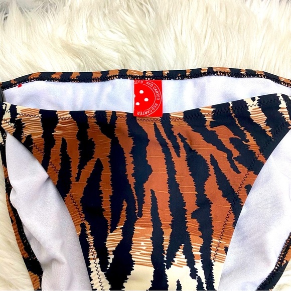 Red Carter Brazilian Tiger Print Bikini Bottom Women - Picture 3 of 6